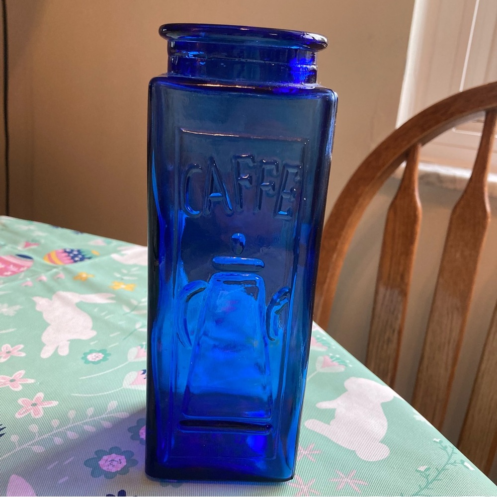 Vintage ☕️Blue Glass Coffee Canister